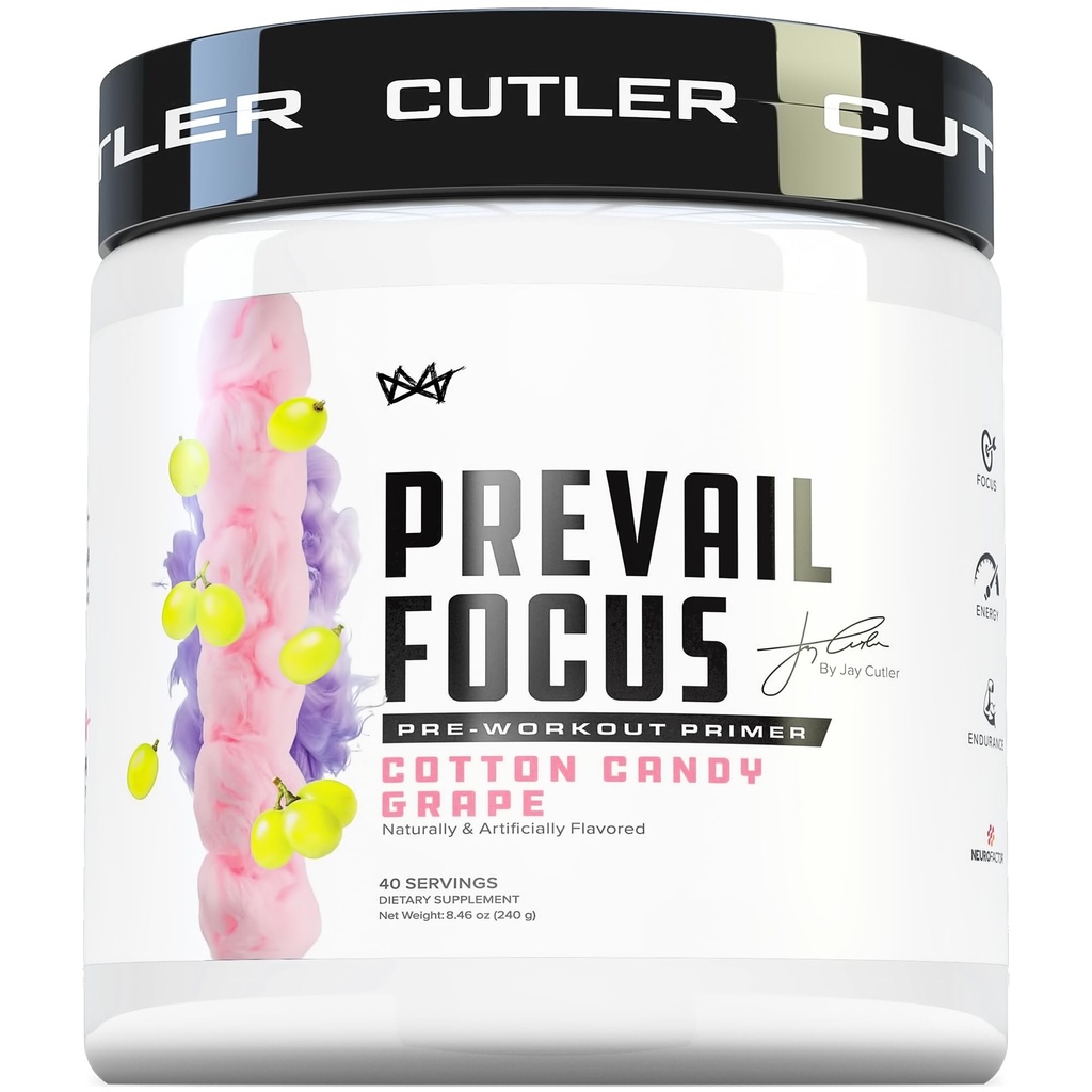 Prevail Pre Workout Powder med Nootropics: Pre Workout for mænd og kvinder, skæring Edge energi og fokus supplement med L Citrullin, Alpha GPC, L Tyrosine Shue 124; Cotton Candy Grape, 40 Scops