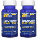 Serotonin Brain Food - 1250mg L- Tryptophan & 400mg Rhodiola Rosea Supplement - Food Support for Stress Relief - Neurotransmitter Support med Magnesium Glycinate & Zink - 120 Kapsler