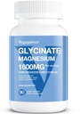 Magnesium Glycinat 200mg, høj Absorption Vegan Magnesiumtilskud, Fuldt Chelated Magnesium Zinkvitamin D & B6, Magnesium Bisglycinat til søvn, Knogler & Muskelsundhed, Nerve, Non- GMO, 90 Kapsler