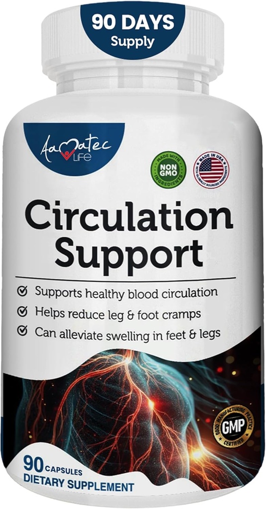 Blodcirkulationsstøtte supplement til arterier & Veins Health- Natural Cardiovaskulære piller med L- arginin, Ginger Root- fremmer sund blodgennemstrømning & hjerte Health- 90 kapsler