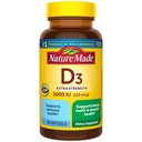 Nature Made Vitamin D3 5000 IE (125 mcg) Softgels, Extra Strength Vitamin D supplement til ben og immunforsvar, 90 Softgels, 90 dages forsyning