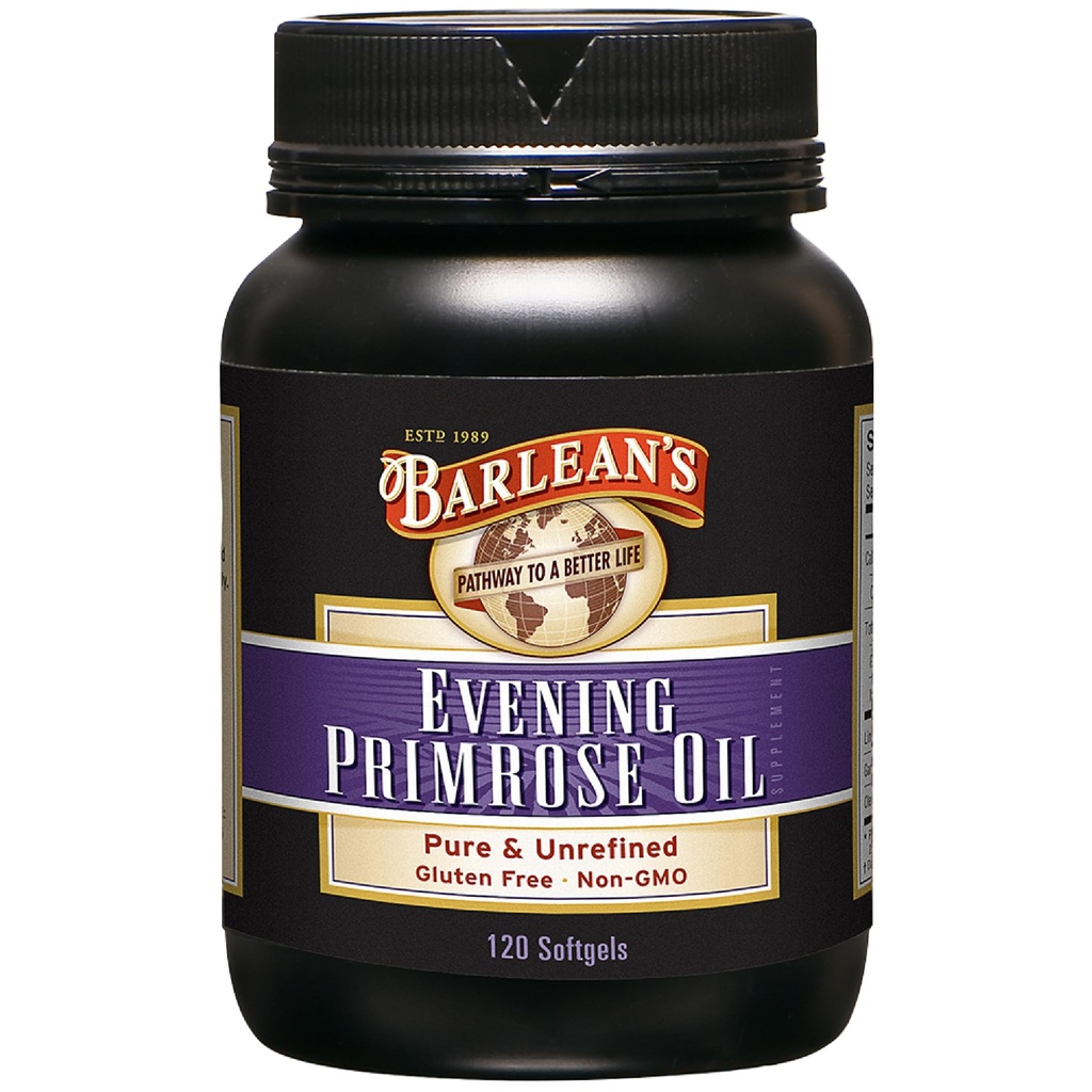 Barlean 's Aften Primrose Oil Kapsler, GLA supplement til mænd og kvinder, sund hud, immunforsvar og ben styrke 1300mg Softgels, 120 Greve