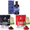 Jungle Powders Wild Bilberry Extract for Eyes USDA Organic 3.4oz Flaske, Black Red Raspberry Powders Bundle 5 Ounce Bag, Fryse Tørrede Hindbær til bagning Smoothies Dehydreret Frugt