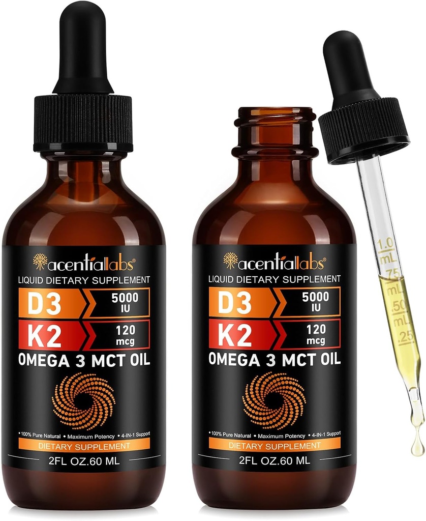 Flydende vitamin D3 K2, D-vitamindråber, D-vitamin D3 K2, D-vitamin D, D-vitamin Liquid, Organic Vitamin D, D3 K2-vitamintilskud, D-vitamin D3 og K2, D3 K2-vitamintilskud (2pack)