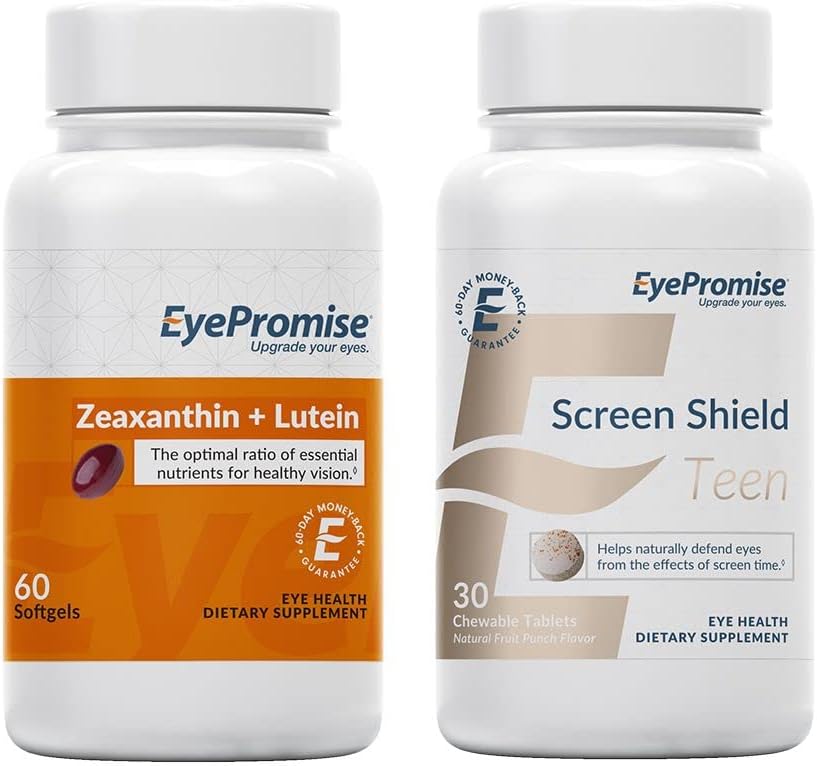 EyeLovy Zeaxanthin + Lutein Eye Vitamin og Screen Shield Teen Chewable Eye Vitamin