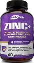 NutriFlair Zink 50mg - med C-vitamin, Elderberry, Echinacea Purpurea Extract, Zinkoxid - Sammenlign med picolinat, Citrat, Oxid - Komplet immunsupportformel piller med 4 immunforsvar