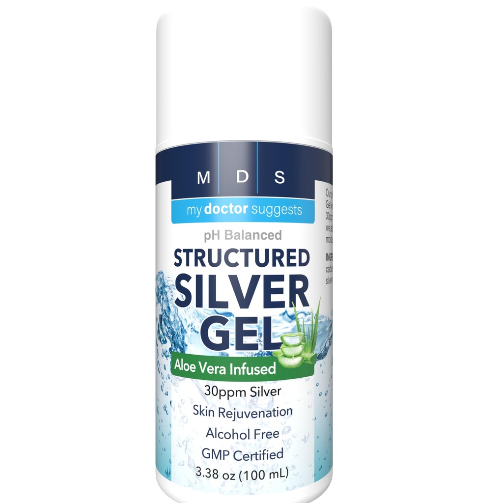 Kolloid Sølv Gel, Burn and Wund Care med Aloe Vera - 30ppm pH Balanceret Formel Hjælper Sothe Burns, Sores & Eczema - Structured Silver - Made in USA (3.38 oz)