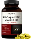 NatureBell Zink Quercetin med vitamin C & D3, 240 kapsler 124; Quercetin 1,000mg + Zink 50mg + vitamin C 250mg + vitamin D3 5,000 IE