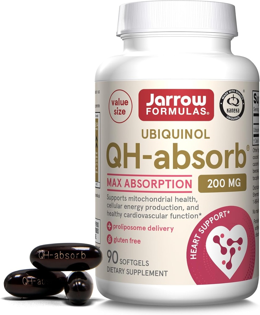 Jarrow Formulas CoQ10 200mg Softgels - 90 Day Supply, Ubiquinol Co Q 10 Supplement for cardiovaskulær sundhed, 90 Softgels