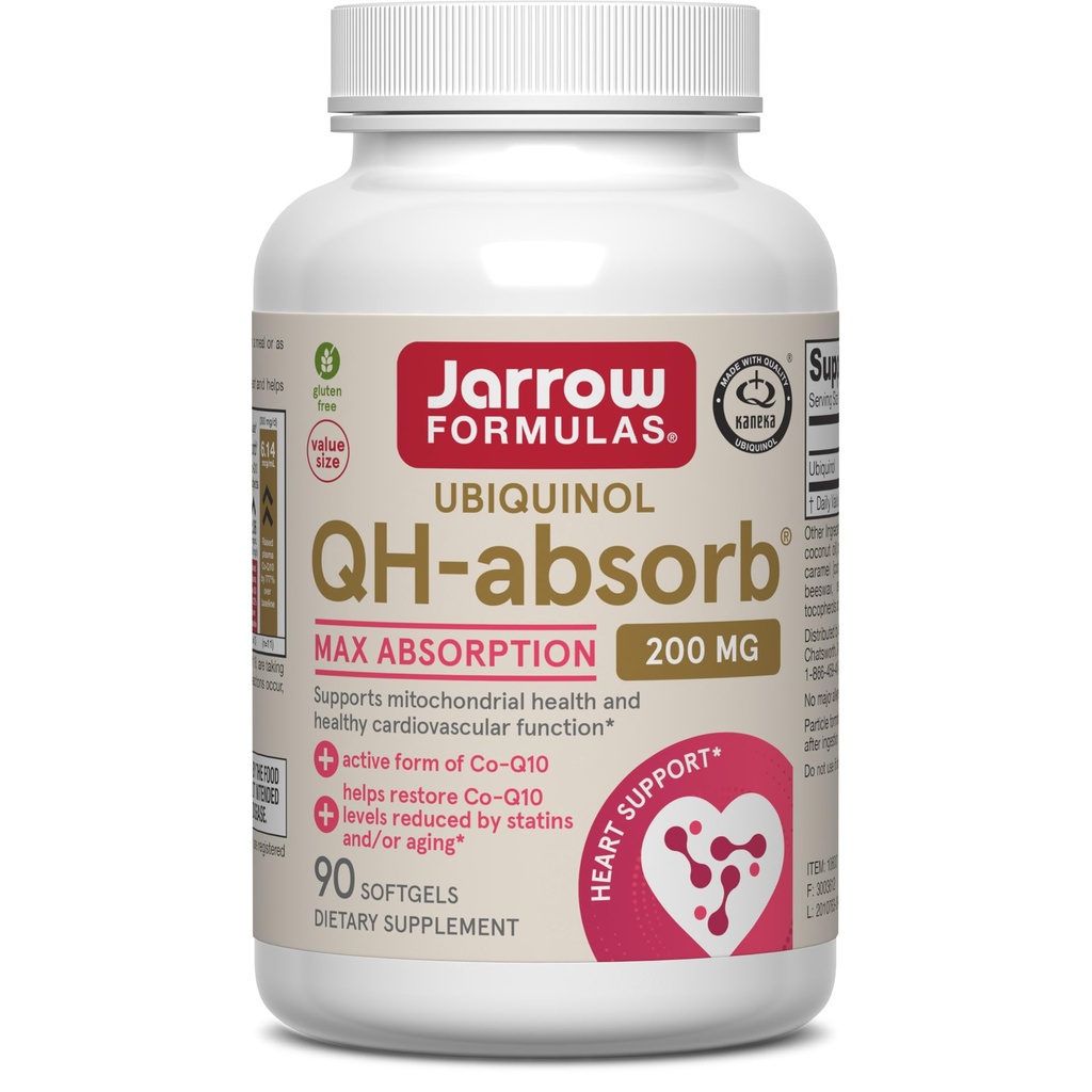Jarrow Formulas CoQ10 200mg Softgels - 90 Day Supply, Ubiquinol Co Q 10 Supplement for cardiovaskulær sundhed, 90 Softgels