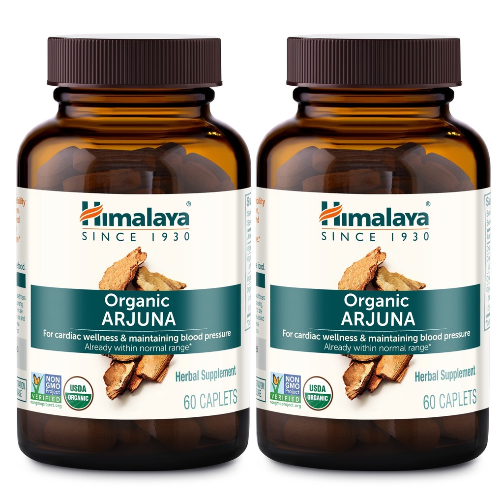 Himalaya Organic Arjuna, Blood Pressure Supplement for Cardiovaskulær Wellness and Heart Health, 700mg, 60 Greve (pakke med 2)