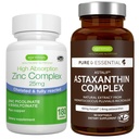 Astaxanthin Complex + Zink Complex Vegan Bundle, Antioxidant Support til hud, hår og negle, af Igennus