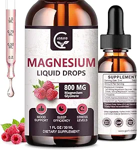 (2 Pack) Magnesium Glycinate Liquid Drops • 124; 1000mg Liquid Magnesium Complex med D3, L- Thea & GABA for Energy, Sleep, Nerve og Heart Health, High Absorption, Raspberry Flavor