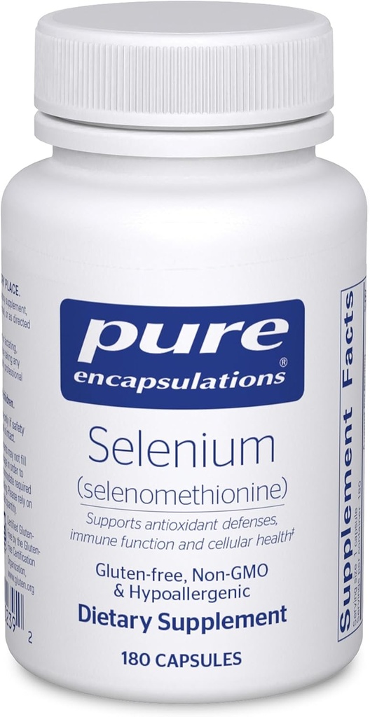 Ren indkapsling Selenium - 200 mcg - for sund cellulær funktion, immunsystem & antioxidant forsvar - Mineral supplement - Vegan & Gluten Free - 180 kapsler