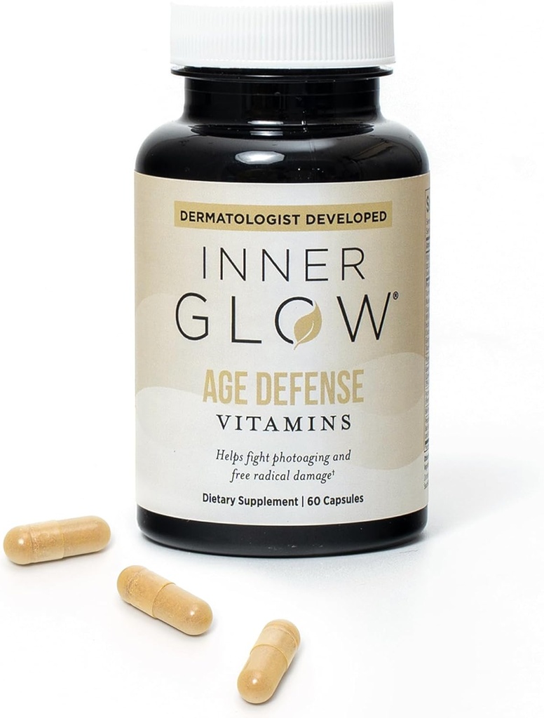 Age Defense Vitamins - Dermatologist and Plastic Surgeon Developed to Fight photoaging and Melasma, Polypodium Leucotomos Antioxidant Formula – Vegan, Gluten-Free – 60 Capsules