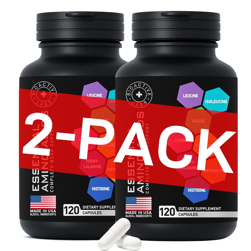 Essential Aminosyrer Kompleks for mænd og kvinder - Advanced Workout Power & Recovery Formel - Vegan BCAA Aminosyre tillæg med alle 9 Branch Chain Essential Aminos - 240 Keto Friendly EAA BCAA piller