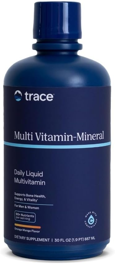 Trace Minerals Flydende Multi Vitamin - Mineral - Flydende Vitamin supplement til daglig sundhedsstøtte - Energistøtte - Knoglesundhed - Glutenfri - Orange Mango - 30 fl oz (30 Servere)