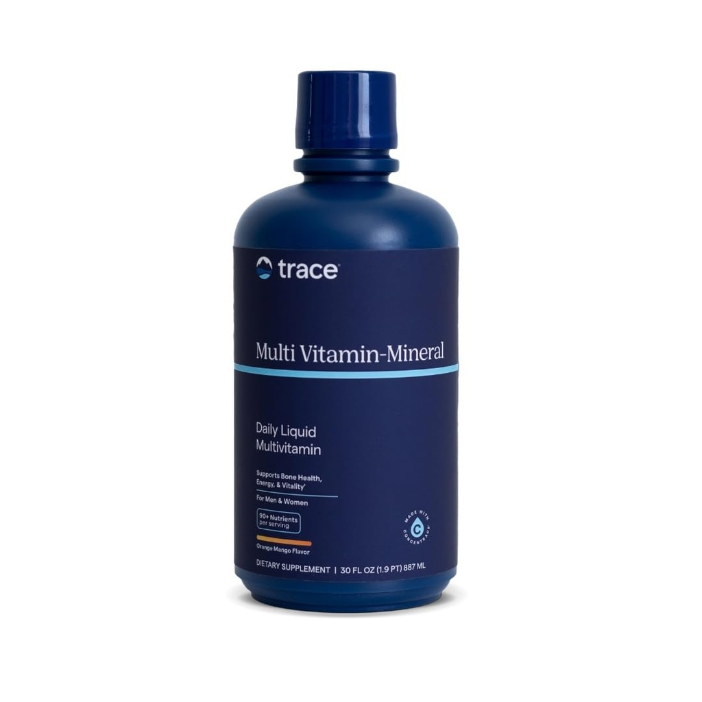 Trace Minerals Flydende Multi Vitamin - Mineral - Flydende Vitamin supplement til daglig sundhedsstøtte - Energistøtte - Knoglesundhed - Glutenfri - Orange Mango - 30 fl oz (30 Servere)