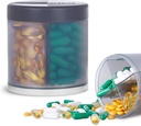 Ekstra stort supplement Organizer med 4 kompartmenter Easy Open Pill Dispenser Månedlig medicin Vitaminer Organizer Opbevaring Pill Flasker, Gray