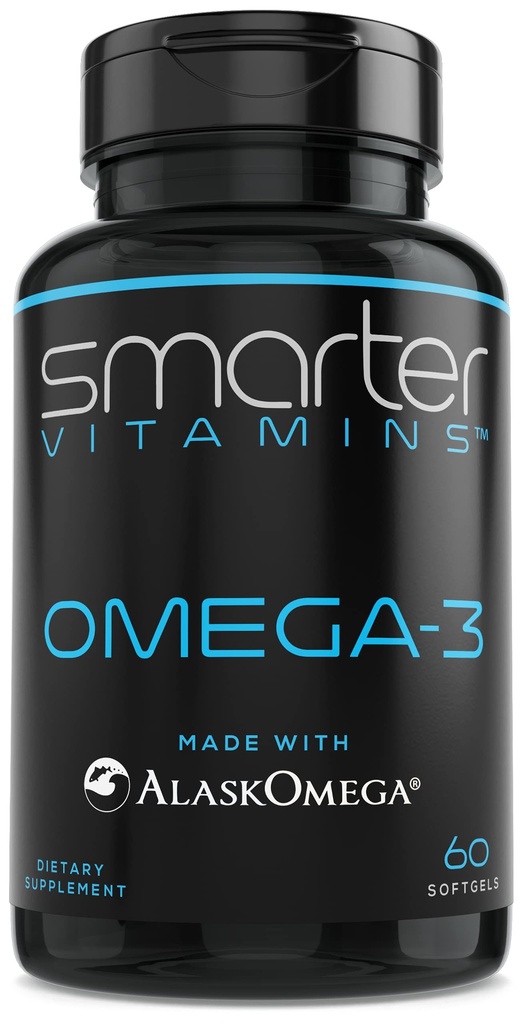 SmarterVitaminer Omega 3 Fish Oil, Strawberry Flavor, Burpless, Tastløs, 2000mg, DHA EPA Triple Strength, Lavet med AlaskOmega ®