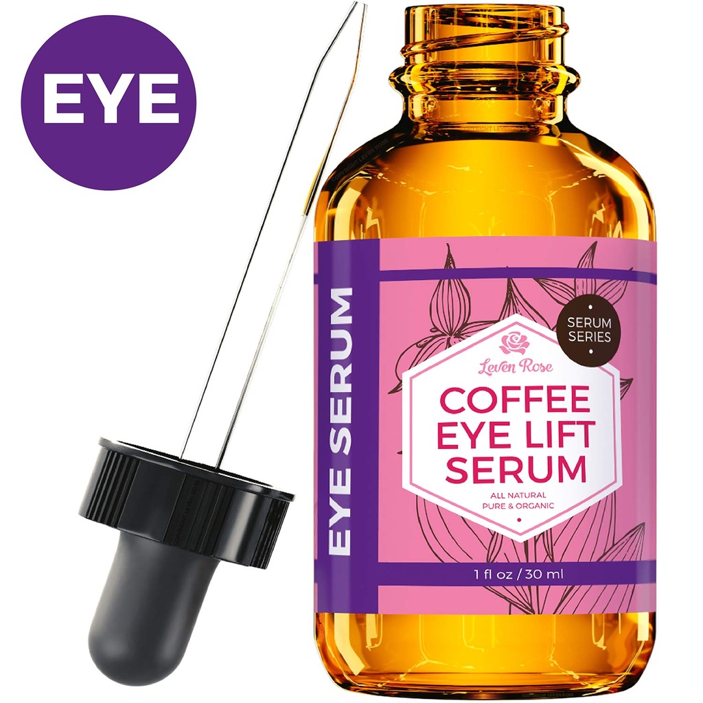 Leven Rose Coffee Oil Koffein Serum for Eyes 1 oz - Anti- aging Organic under Eye Serum for Puffy Tasker Under Eyes