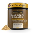 PaleoPro Bone Broth Collagen Protein Powder - Gurkemeje Root Grass- Fed Collagen Pulver til hud & knogler - Gluten fri, Ingen sukker, soja, Korn, Net Carbs - Paleo Keto Friendly 20 Servere Aztec Vanilla