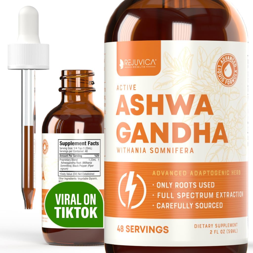 Rejuvica Health Active Ashwagandha - Avanceret flydende supplement - Withania Somnifera Extract - Ashwagandha Roots Only - naturligt occurring Withanolides