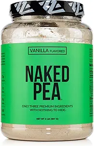 NAKED Vanilla Pea Protein Isolate from North American Farms, Kun 3 Ingredienser, Vanilla Vegan Protein, Gluten- Free, Soy Free, GMO Free - 2LB
