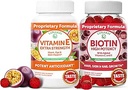 Lunakai Vitamin E og biotin Gummies Bundle - 3000 mcg Gummies for voksne energistøtte og ben sundhed - Vitaminer for hår, hud og ungdommelige udseende