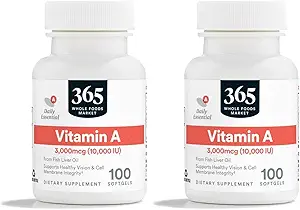 365 af Whole Foods Market, Vitamin A 10K IE, 100 Softgel (pakke med 2)