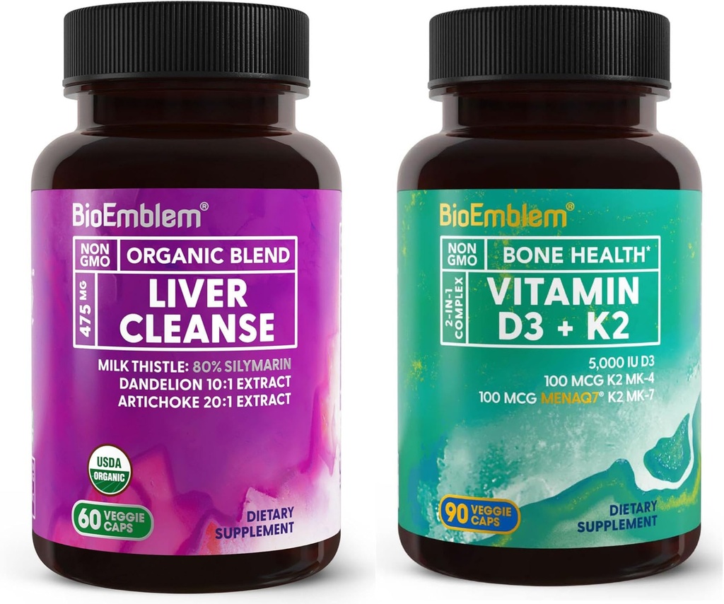 Bioemblem Vitamin D3 K2 USDA Organic Lever Cleanse