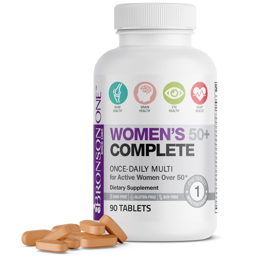 Bronson ONE Daily Women 's 50 + Komplet Multivitamin Multimineral, 90 tabletter