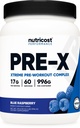 Nutricost Pre- X Xtreme Pre- Workout Kompleks pulver, Blå Hindbær, 60 Servering, Vegetarisk, Non- GMO og Gluten Gratis