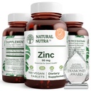 Naturlig Nutra Zink Gluconate 50mg supplement til immunforsvar, fremmer hud sundhed, giver nem fra influenza & kulde, Boost Learning & Hukommelse, øge smag & lugt, Gluten Free 50mg 100 Vegan tabletter