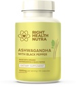 Right Health Nutra Ashwagandha Kapsler - 60 Greve - 1300mg Per Serving - Ashwagandha til mænd og kvinder med sort peber for maksimal absorption - Kosttilskud Made in USA
