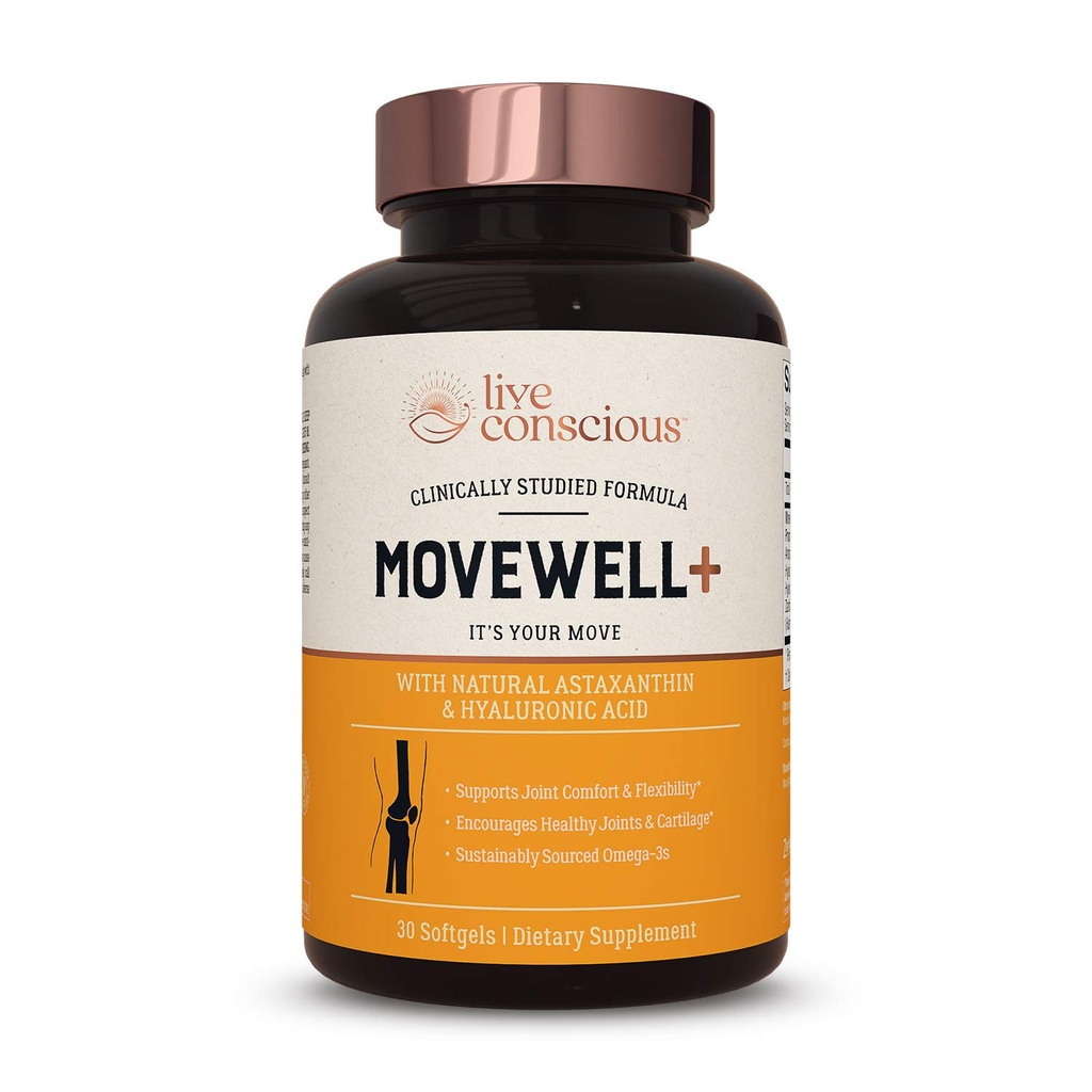 Live Bevidsthed fælles sundhed supplement - Movewell Plus antarktisk krill olie, Natural Astaxanthin og Hyaluronic Acid