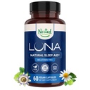 Nested Naturals Luna Sleep Supplement, Melatonin fri, Non- Habit Forming Urtebad Supplement, Voksen sensengetid Support, Hjælp sovende w / Kamille, Valerian, L- Theanine, 60 Veganske Kapsler