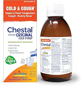 Boiron Chestal Voksen Cold og Hough Syrup til Nasal og Bryst Congestion, Runny Næse, og Sore Throat Relief - 6.7 Fl oz