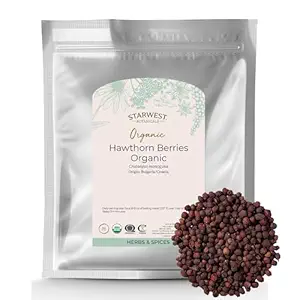 Starwest Botanicals Organic Hawthorn Berries Whole - Tørret Loose Leaf Herb for te, Jam, & Herbal Ekstrakter, Naturlig fordøjelsesstøtte, Certificeret Kosher, Non- GMO - Bulk 1 LB Bag