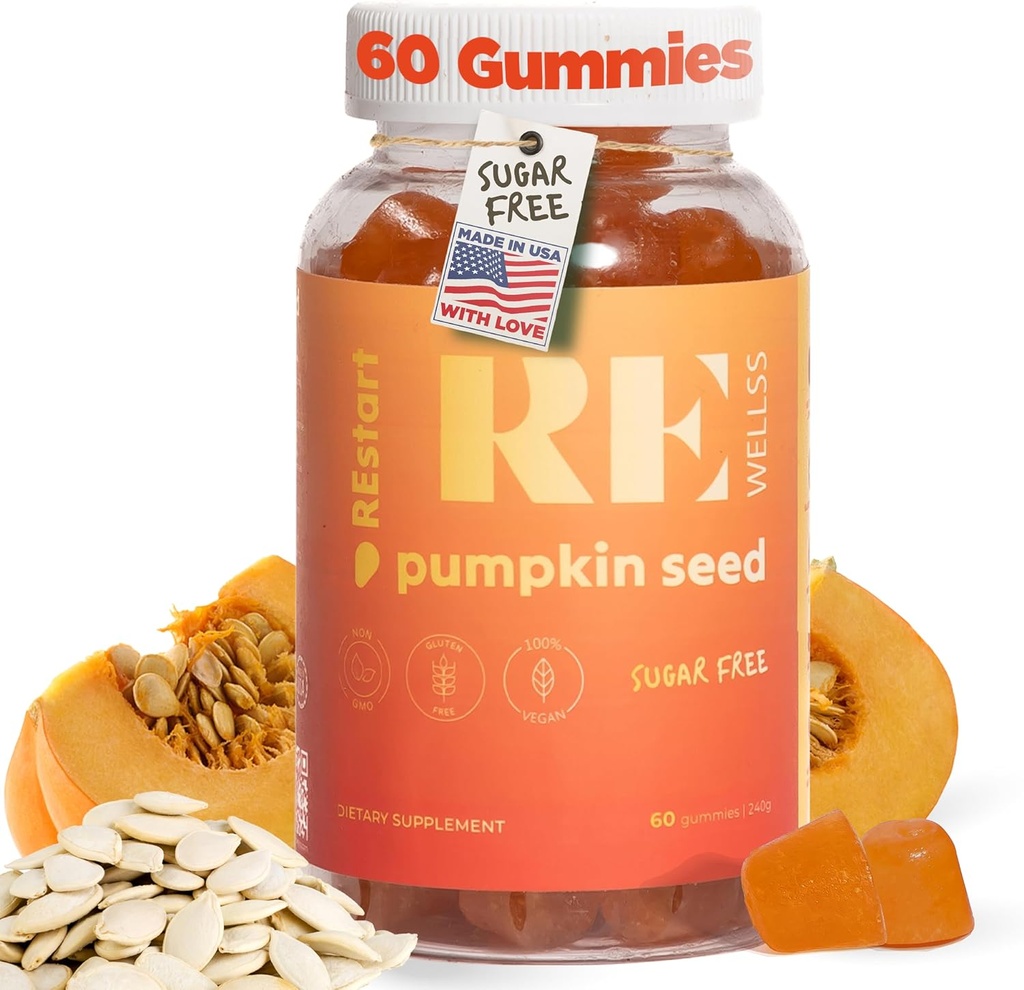 Pumpkin Seed Oil Gummies I Sugar Free Gluten Free Non GMO Organic Dietary Supplements I Hår vækst, glødende hud prostata sundhed urinveje støtte I 240 Bedste jeg pakke med 60