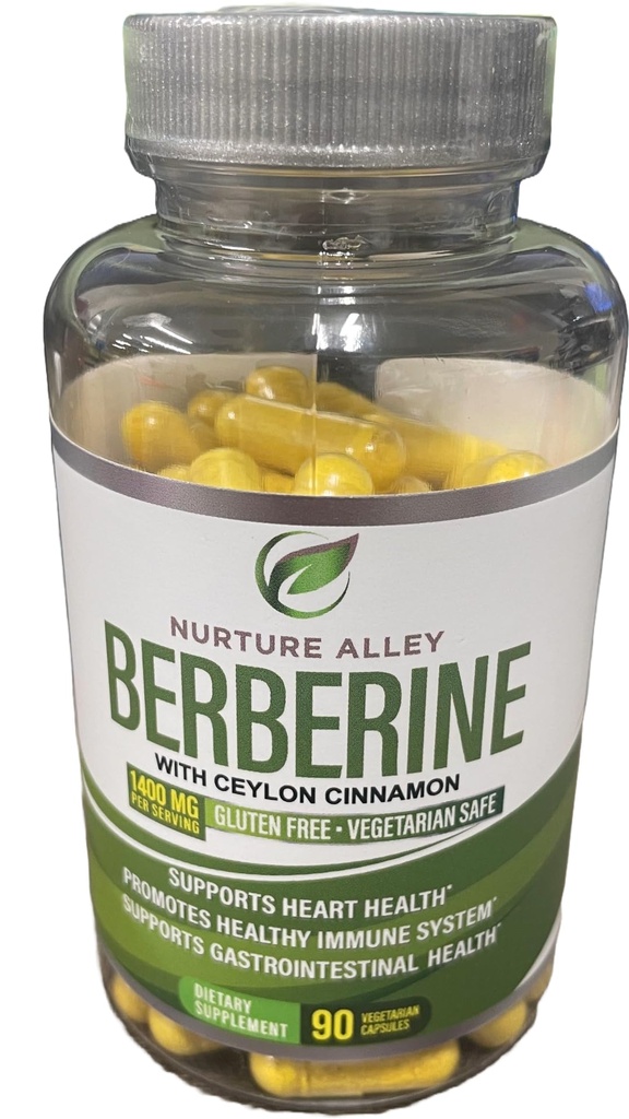 Berberine Complex med Berberine HCL 1200mg og Organic Ceylon Cinnamon 200mg - Metabolisme og immunsystem Support - 90 kapsler
