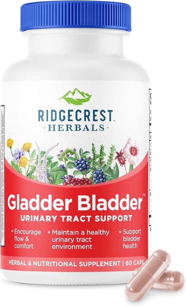 RidgeCrest Herbals Gstige Bstige, Urinary Tract Health Supplement. Indeholder vitamin B6, Magnesium, kalium med tranebær og Hibiscus ekstrakt. Hjælper støtte sunde Nyrer (60 Veg Caps, 30 Serv)