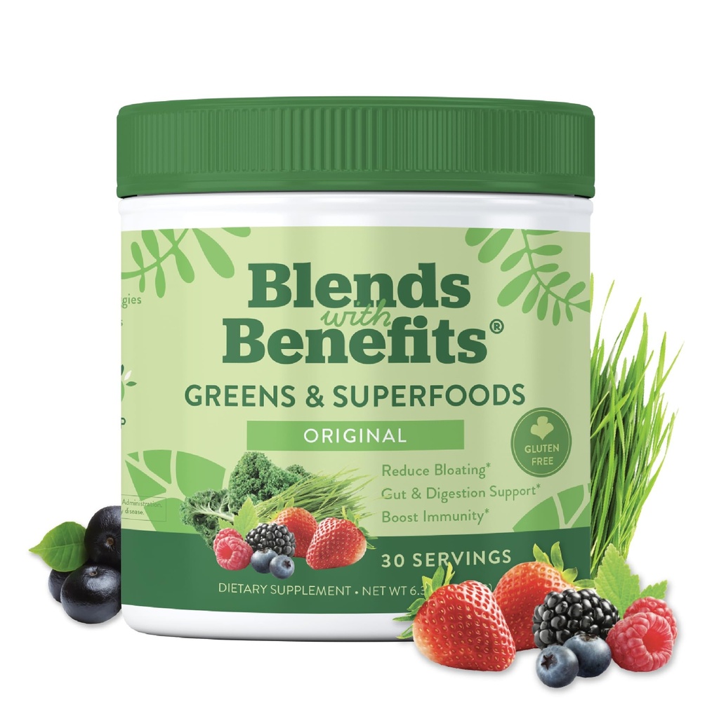 360 Nutrition Super Green Powder med Probiotika & fordøjelsesenzymer, Sukker & Gluten Free, Plant- baserede Superfood til Gut Health, Immunitet - 6.35 oz