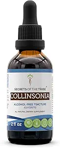Secrets of the Tribe Collinsonia Tincture Alcohol- Free Extract, Wildcrafted Stoneroot (Collinsonia Canadensis) Tørret Root Tincture Supplement (2 FL OZ)
