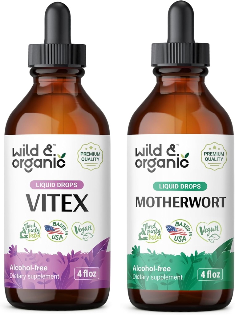 Wild & Organic Vitex Tincture 4 fl oz & Motherwort Tincture 4 fl oz