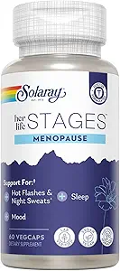 SOLARAY Menopause hendes livsstadier - Menopause Kosttilskud til kvinder - Understøtter Mood, Sove, Hot Flashes, Night Sweats - Vegan, Gluten Free - 60-dages garanti - 30 Servering, 60 VegCaps