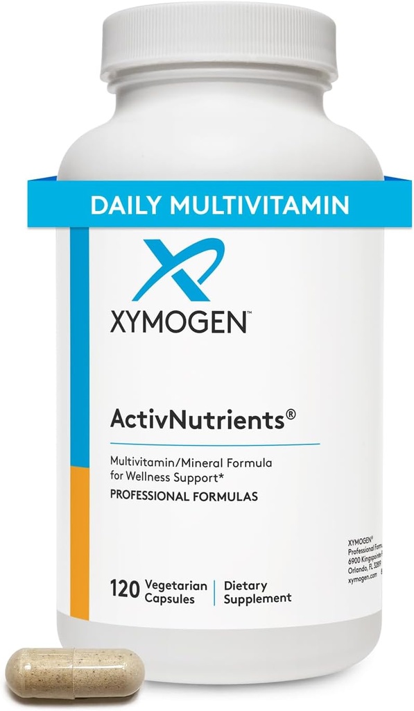 XYMOGEN ActivNutrients with Iron and Copper - Multivitamin Multimineral for Wellness, Immun, Energy and Mood Support - Chelated Minerals + Active B Vitamin with Folate (120 kapsler)