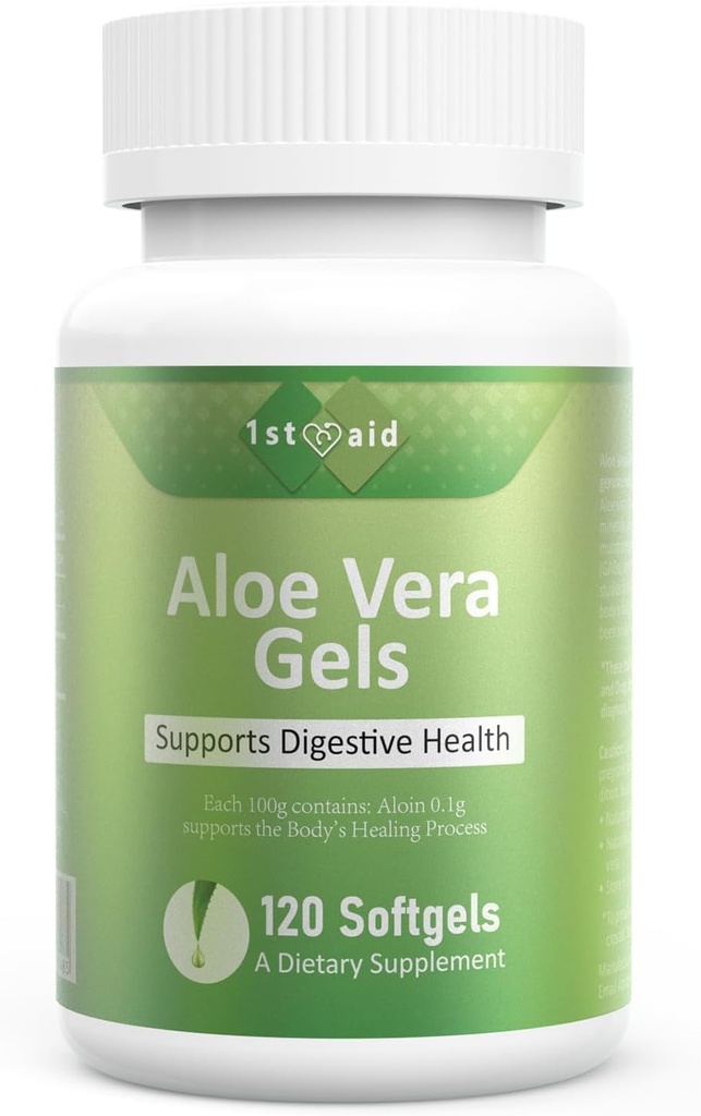 Aloe- Vera Gel- Softgel Small- Supplement Nutritional- Capsules - 120Count Gut Health Support Diguestive Comfort Mavesyre Buffer Naturligt supplement