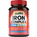 Iron Supplement for kvinder & mænd, med Vitamin C, B6, B12 & Folate for Iron Deficiency, Blood Building & Energy Support, Mave Friendly, Better Absorption, Non- GMO, No Gluten, 120 Vegan Caps
