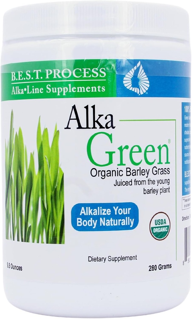 Alka • Green Powder Best Process Alkaline - Nutrient Dense Organic Barley Grass Supplement - Naturlig kilde til enzymer og aminosyrer